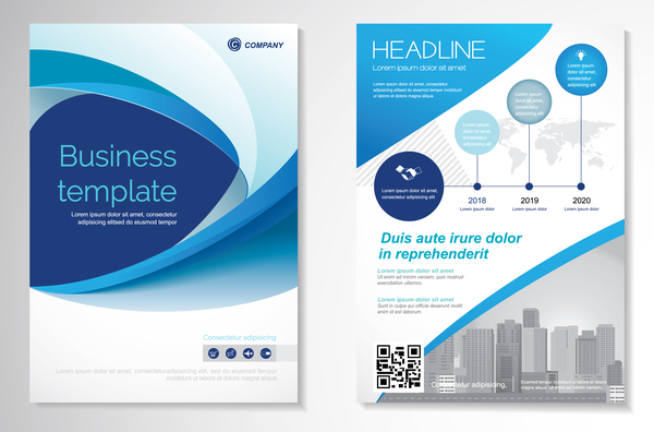 Abstract business flyer with brochure cover template vector 13