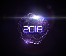 Abstract lights sphere with 2018 new year background vector 03