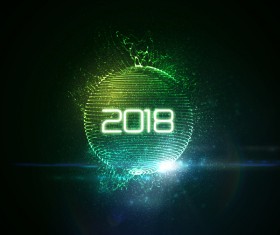Abstract lights sphere with 2018 new year background vector 04