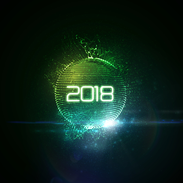 Abstract lights sphere with 2018 new year background vector 04