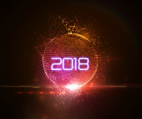 Abstract lights sphere with 2018 new year background vector 05