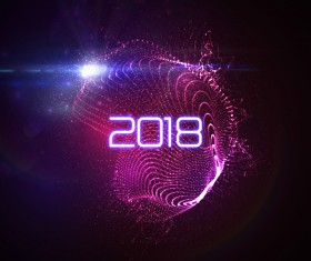 Abstract transparent wave with 2018 new year background vector 03