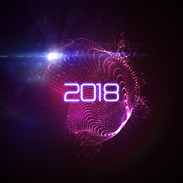 Abstract transparent wave with 2018 new year background vector 03