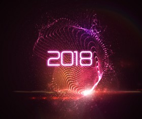 Abstract transparent wave with 2018 new year background vector 04