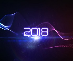 Abstract transparent wave with 2018 new year background vector 05