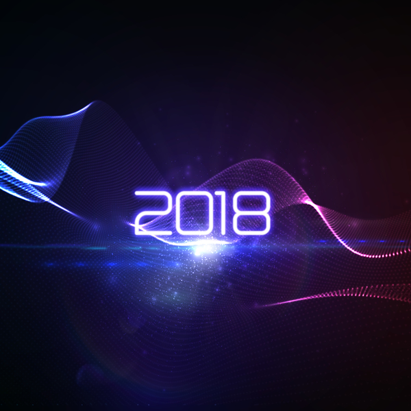 Abstract transparent wave with 2018 new year background vector 05
