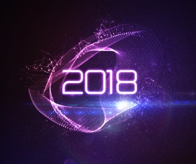 Abstract transparent wave with 2018 new year background vector 06
