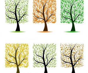 Abstract tree illustration vector set 01