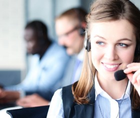 Affable customer service lady Stock Photo