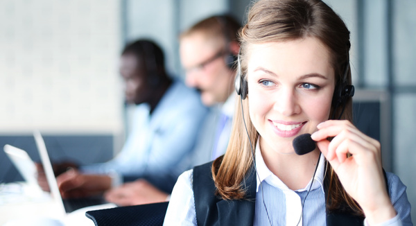 Affable customer service lady Stock Photo
