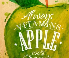 Apple watercolor drawing vector