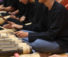 Asian traditional percussion performance Stock Photo