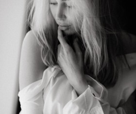 Attractive girl black and white photo Stock Photo