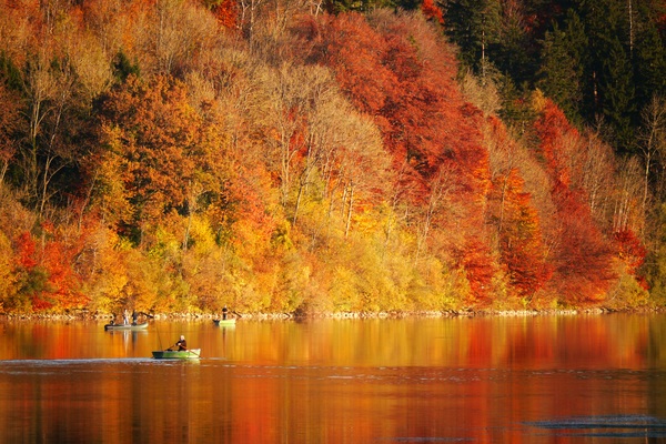 Autumn riverside landscape Stock Photo