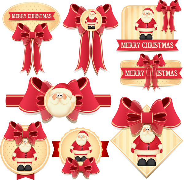 Beautiful bow with christmas labels vector