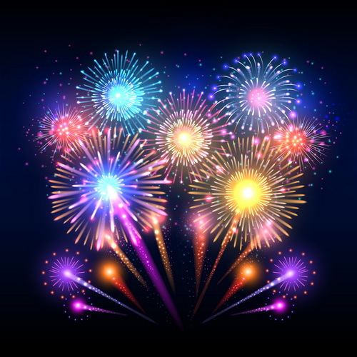 Beautiful colorful firework effect vector
