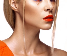 Beautiful girl with bright colored makeup Stock Photo 01