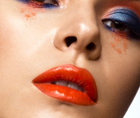 Beautiful girl with bright colored makeup Stock Photo 02