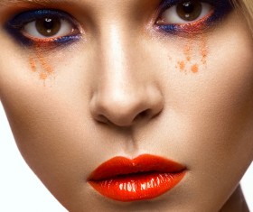 Beautiful girl with bright colored makeup Stock Photo 03
