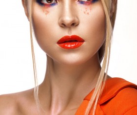 Beautiful girl with bright colored makeup Stock Photo 04