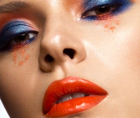 Beautiful girl with bright colored makeup Stock Photo 06