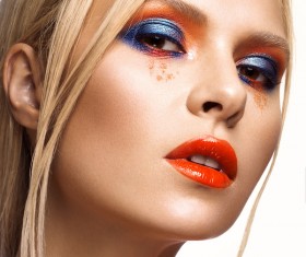 Beautiful girl with bright colored makeup Stock Photo 08