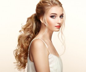 Beautiful girls with fashionable hairstyles and stylish make-up Stock Photo 01