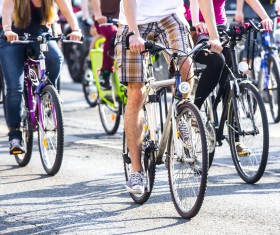 Biking crowd Stock Photo