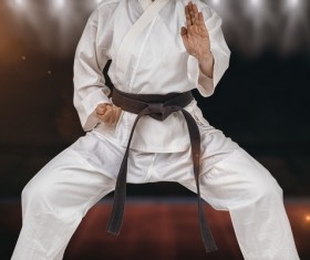 Black belt karate player Stock Photo