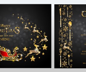 Black christmas with new year menu template vector 01