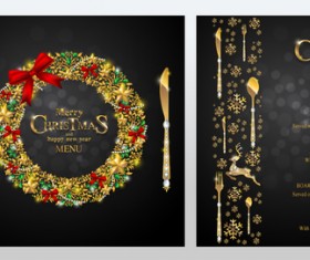 Black christmas with new year menu template vector 02