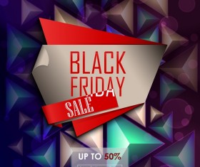 Black friday big sale label with 3D triangle background vector