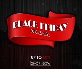 Black friday big sale ribbon banner with wooden background vector