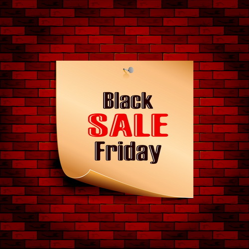 Black friday sale on brick wall background vector