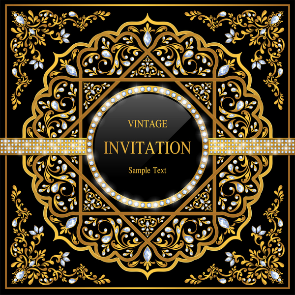 Black luxury invitation card vector