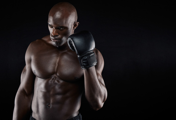 Black man boxer Stock Photo