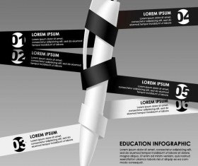 Black ribbon education infographic vector template