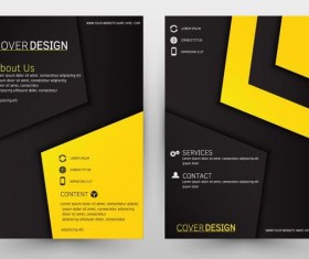 Black with yeallow brochure cover template vector