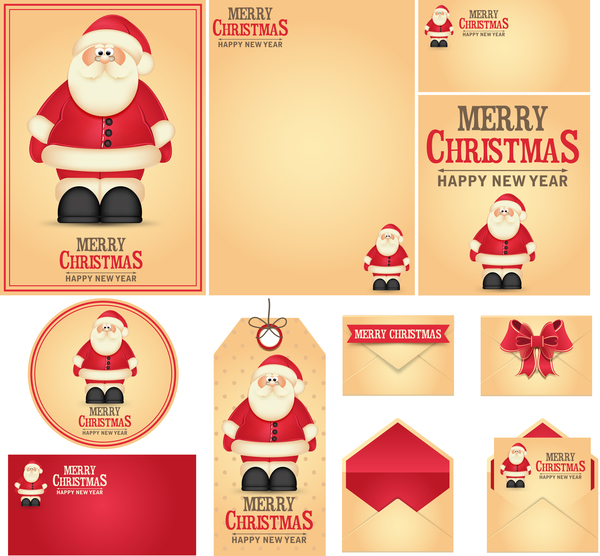 Blank christmas card with tag and postcard vector