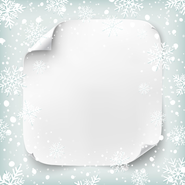 Blank paper with chrismtas snow background vector