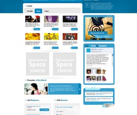 Blog website PSD template blue styles