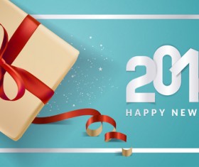 Blue 2018 new year background with gift vector 04