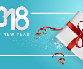 Blue 2018 new year background with gift vector 07