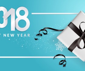 Blue 2018 new year background with gift vector 09