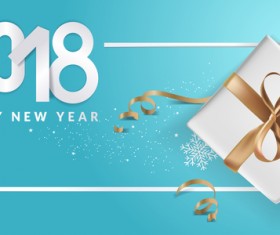 Blue 2018 new year background with gift vector 12
