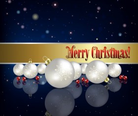 Blue christmas background with baubles vector 01