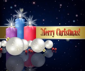 Blue christmas background with candle and decorations vector