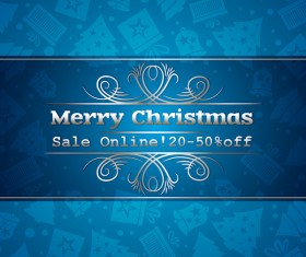 Blue christmas discount sale background vector 01