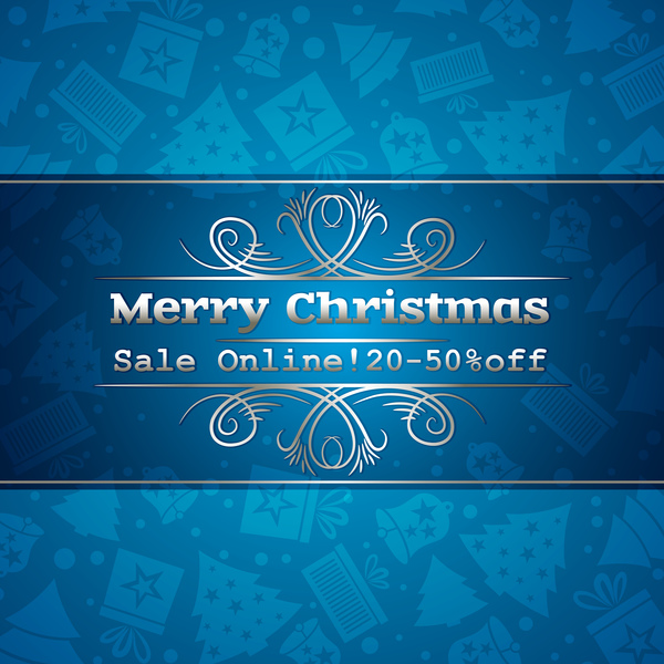 Blue christmas discount sale background vector 01