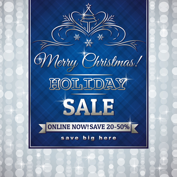 Blue christmas discount sale background vector 02